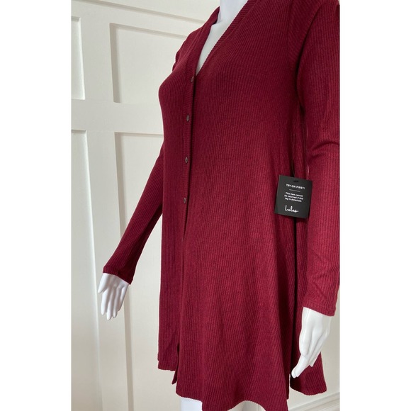 Lulus Ribbed Lightweight Sweater Ruby Red Dress XS* Stylish Cardigan WD39 - Picture 8 of 10